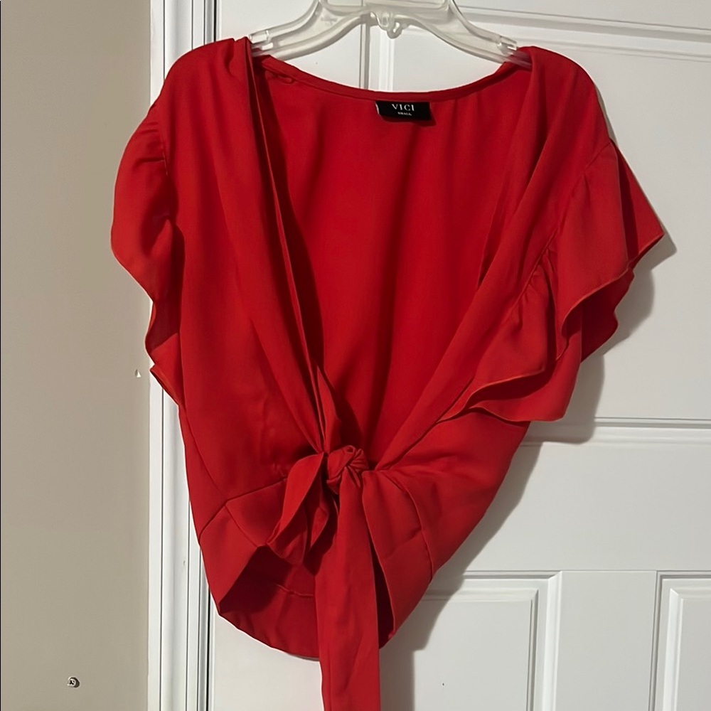 Vici Scarlet Tie-Front Blouse